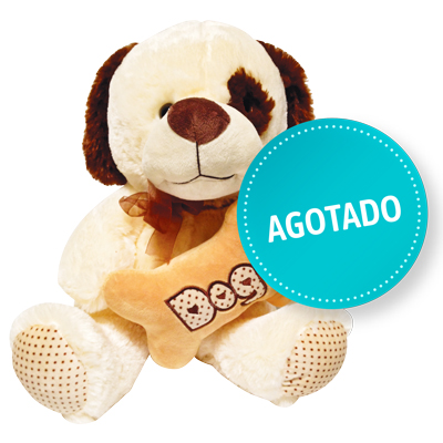 peluche de perro mediano con hueso